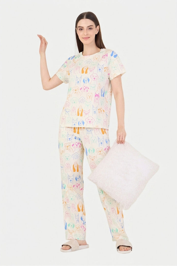 Sweet Dreams Animal Printed Pyjama Set - Swan White — image 7